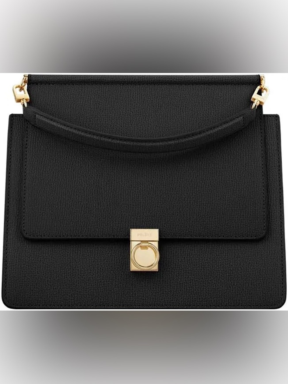 Polene Numero Sept cross body black purse with Gold Hardware